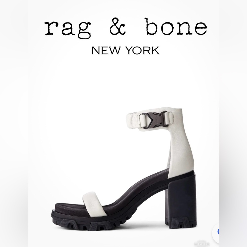 Rag & Bone Shane High Heel Sandal ($450 MSRP) - Leather - White/grey/black.